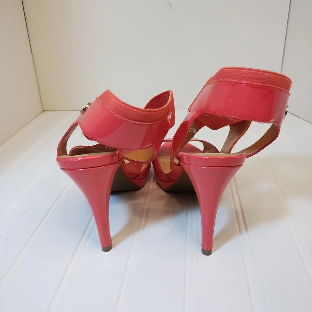 Liz Claiborne Coral Orange Open‎ Toe Platform Stiletto Sandals Womens 8M Strappy
